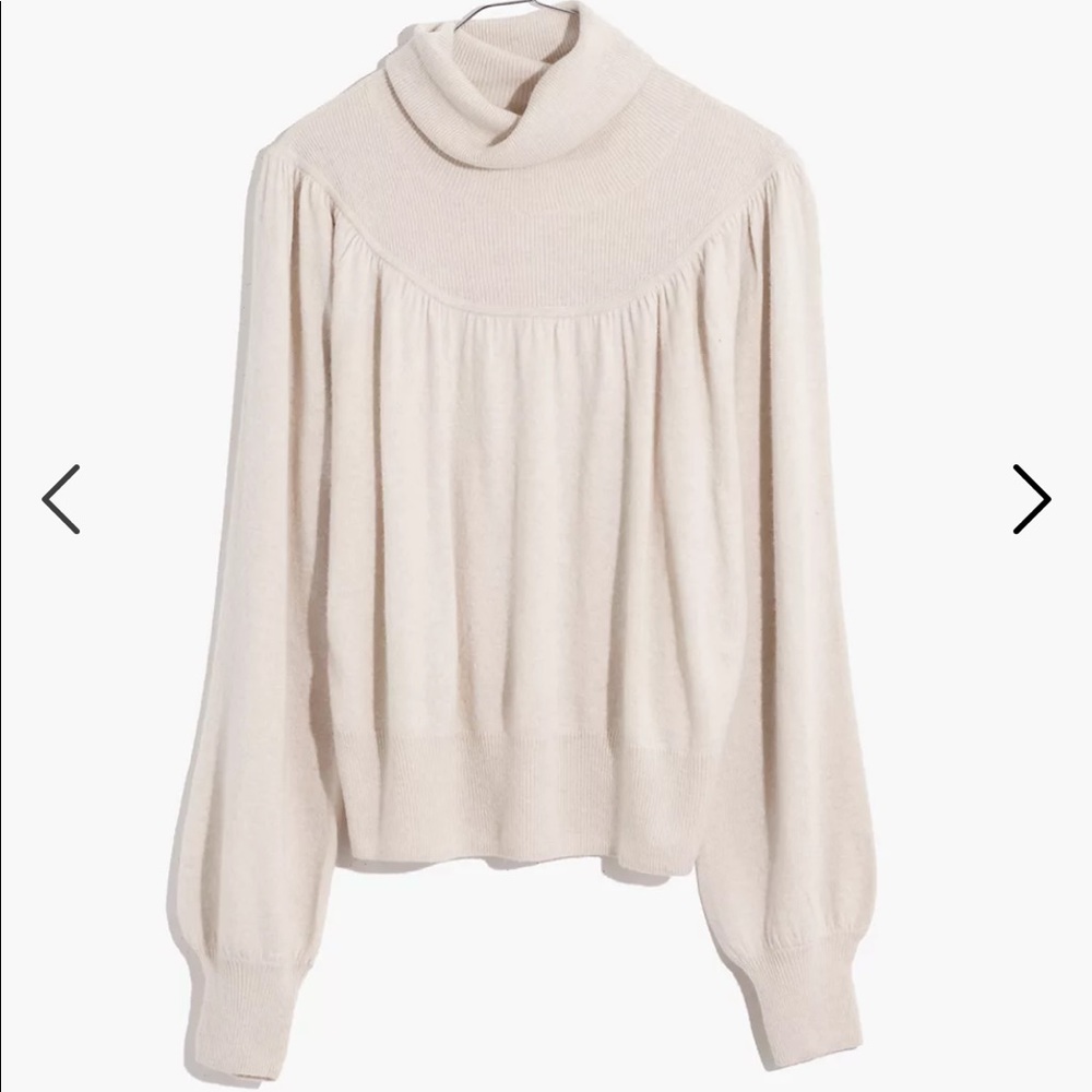 Shirred Balloon-Sleeve Turtleneck Sweater, Madewell size XL